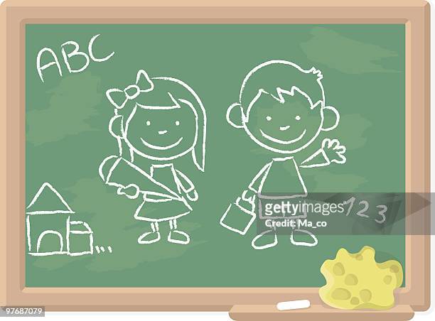 ilustrações, clipart, desenhos animados e ícones de escola começa chalkboard desenho - claquete