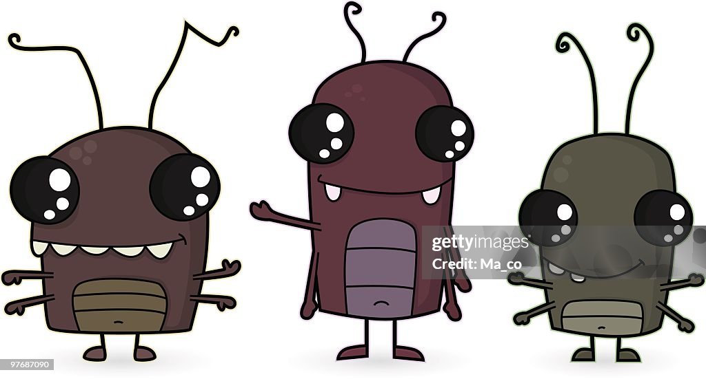 Dibujos animados de tres Cockroaches/Vermins