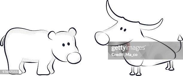 "bull and bear/stock market" - bull bear stock-grafiken, -clipart, -cartoons und -symbole