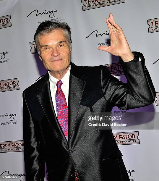 Actor/comedian Fred Willard arrives at the one year anniversary of the show, 'Terry Fator & His Cast of Thousands' at The Mirage Hotel & Casino March...