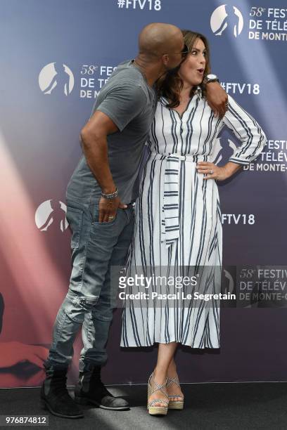 Shemar Moore from the serie "S.W.A.T" and Mariska Hargitay from the serie "Law & Order : SVU" attend a photocall during the 58th Monte Carlo TV...