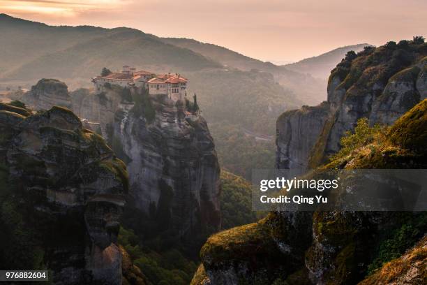 mountain landscape, greece - meteora stock pictures, royalty-free photos & images