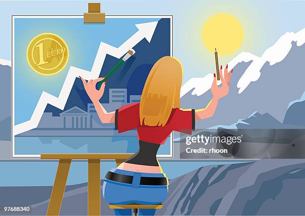 finanzen art - frau sonne business stock-grafiken, -clipart, -cartoons und -symbole