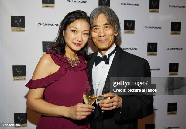 April 2018, Hamburg, Germany: The award winner Kent Nagano and wife Mari Kodama Nagano arriving at the Hotel Louis C. Jacob in Hamburg-Nienstedten...