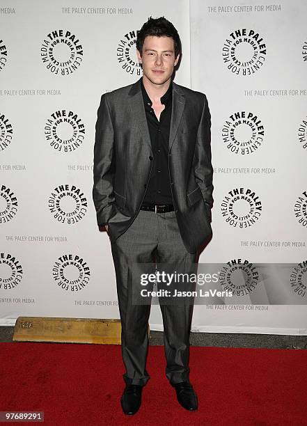 Actor Cory Monteith attends the "Glee" event at the 27th annual PaleyFest at Saban Theatre on March 13, 2010 in Beverly Hills, California.