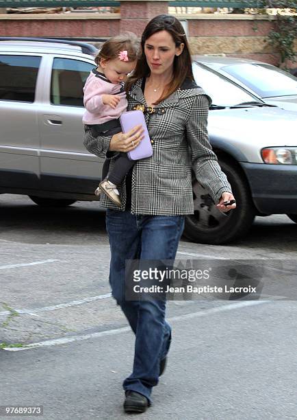 Jennifer Garner and Seraphina Affleck are seen on March 13, 2010 in Santa Monica, California.