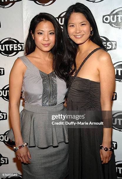 Karin Anna Cheung and Lynn Chen attend Outfest Fusion Achievement Award Gala at the Egyptian Theatre on March 13, 2010 in Hollywood, California.