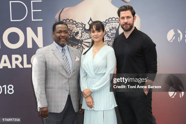 Wendell Pierce, Dina Shihabi and John Krasinski from the serie 'Tom Clancy's Jack Ryan' attend a photocall during the 58th Monte Carlo TV Festival on...