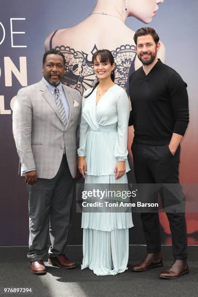 Wendell Pierce, Dina Shihabi and John Krasinski from the serie 'Tom Clancy's Jack Ryan' attend a photocall during the 58th Monte Carlo TV Festival on...