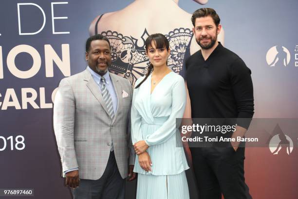 Wendell Pierce, Dina Shihabi and John Krasinski from the serie 'Tom Clancy's Jack Ryan' attend a photocall during the 58th Monte Carlo TV Festival on...