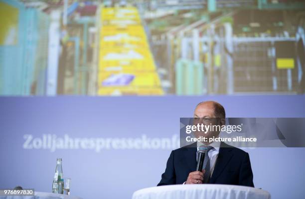 Dpatop - German Finance Minister Olaf Scholz speaks during a press conference to present the annual report of the German customs at the Finance...