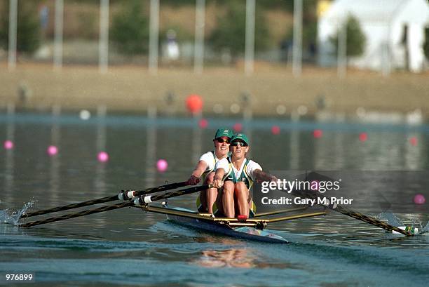 Virginia Lee and Sally Newmarch of Australia in action during the Women's Lightweight Double Sculls held at the Sydney International Regatta Centre...