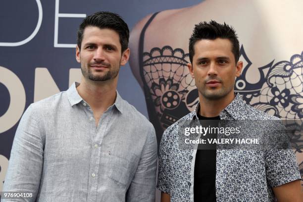 Actors James Lafferty and Stephen Colletti pose during a photocall for the TV show "Everyone is doing great" as part of the 58nd Monte-Carlo...