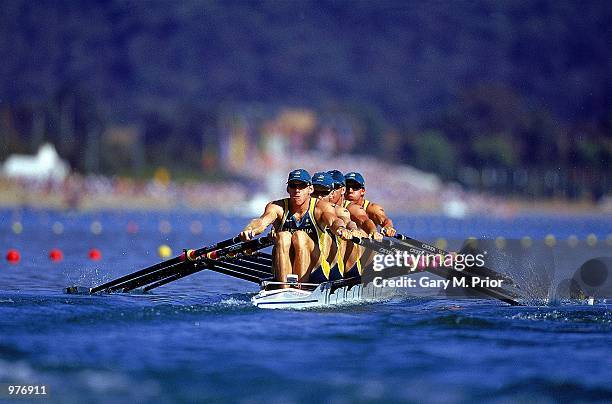 Simon Burgess, Anthony Edwards, Darren Balmforth and Robert Richards of Australia in action during the Men's Lightweight Coxless Fours held at the...