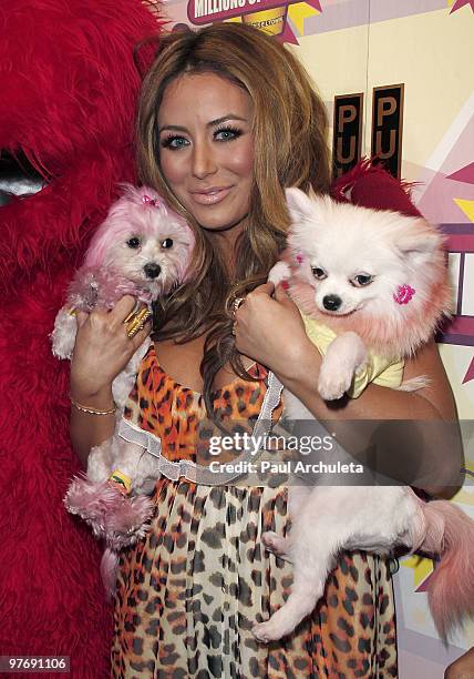 Singer Aubrey O'Day arrives at Millions Of Milkshakes to Launch her Milkshake Benefiting The American Red Cross at Millions Of Milkshakes on March...