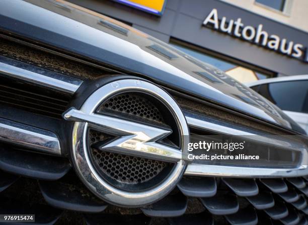 April 2018, Bad Vilbel, Germany: An Opel standing in front of the window display of one of Opel's dealers. The car manufacturer Opel, which is in the...
