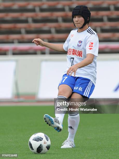 Mayu Kubota of Albirex Niigata Ladies in action during the Nadeshiko Cup match between Urawa Red Diamonds Ladies and Albirex Niigata Ladies at Komaba...