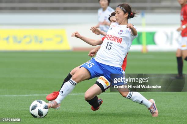 Moeno Sakaguchi of Albirex Niigata Ladies in action during the Nadeshiko Cup match between Urawa Red Diamonds Ladies and Albirex Niigata Ladies at...