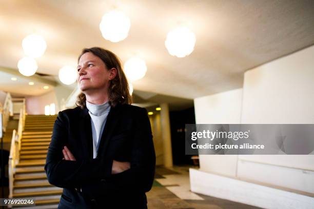 April 2018, Germany, Berlin: Director Andrea Zietzschmann after a press conference by the Berliner Philharmoniker on the programme for 2018/19....