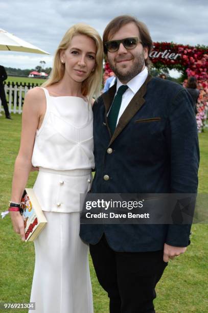 Sabine Getty and Joseph Getty attend the Cartier Queen's Cup Polo Final at Guards Polo Club on June 17, 2018 in Egham, England.