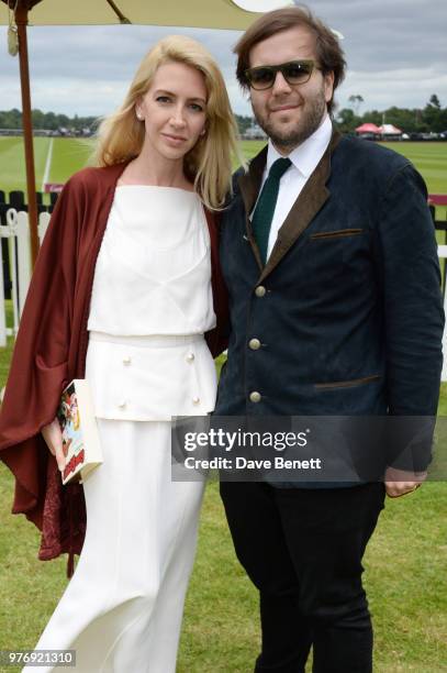 Sabine Getty and Joseph Getty attend the Cartier Queen's Cup Polo Final at Guards Polo Club on June 17, 2018 in Egham, England.