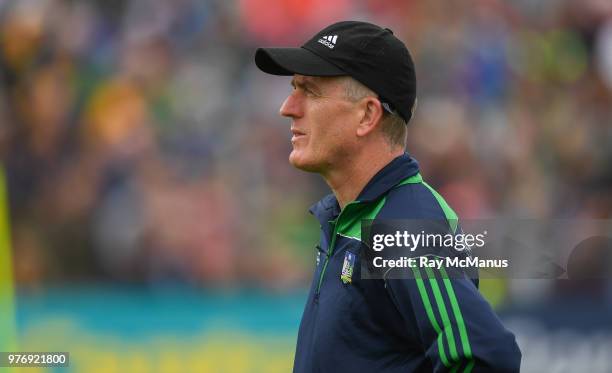 Ennis , Ireland - 17 June 2018; Limerick manager John Kiely before the Munster GAA Hurling Senior Championship Round 5 match between Clare and...