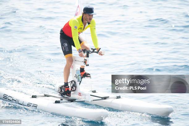 Pierre Casiraghi competes during the Riviera Water Bike Challenge 2018 on June 17, 2018 in Monaco, Monaco.