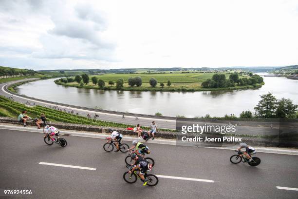 Athletes compete in the bike section of the IRONMAN 70.3 Luxembourg-Region Moselle race on June 17, 2018 in Luxembourg, Luxembourg.