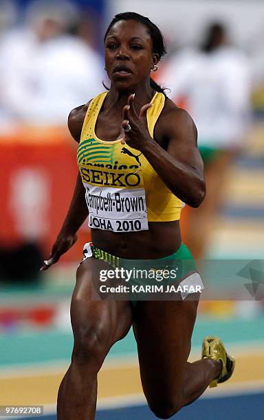 Jamaica's Veronica Campbell-Brown competes in heat 1 of the women's 60m semi-final at the 2010 IAAF World Indoor Athletics Championships at the...