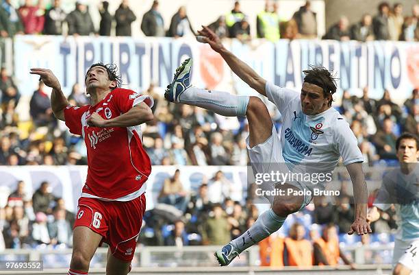 Sebastiano Siviglia of SS Lazio and Yago of AS Bari in action during the Serie A match between SS Lazio and AS Bari at Stadio Olimpico on March 14,...