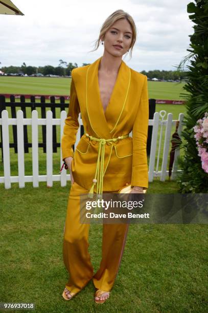 Martha Hunt attends the Cartier Queen's Cup Polo Final at Guards Polo Club on June 17, 2018 in Egham, England.