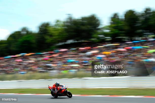 Ducati Team's Spanish rider Jorge Lorenzo rides during the Catalunya MotoGP Grand Prix race at the Catalunya racetrack in Montmelo, near Barcelona on...