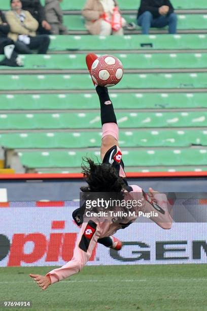 Edinson Cavani of Palermo scores his goal during the Serie A match between Udinese Calcio and US Citta di Palermo at Stadio Friuli on March 14, 2010...