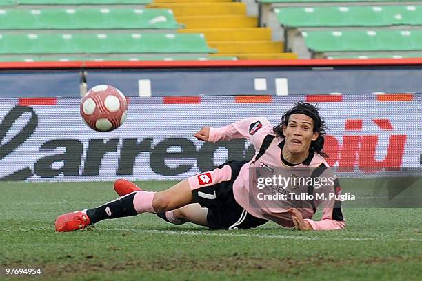 Edinson Cavani of Palermo scores his goal during the Serie A match between Udinese Calcio and US Citta di Palermo at Stadio Friuli on March 14, 2010...