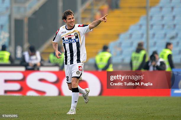 Floro Flores of Udinese celebrates his second goal during the Serie A match between Udinese Calcio and US Citta di Palermo at Stadio Friuli on March...