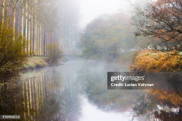 dans la brume du matin - cascade france stock pictures, royalty-free photos & images