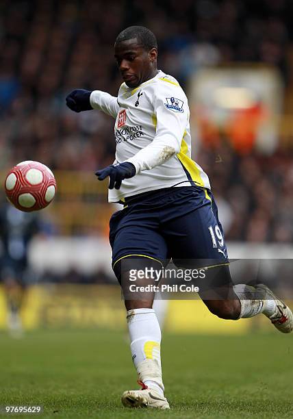 Sebastien Bassong of Tottenham Hotspur in action during the Barclays Premier League match between Tottenham Hotspur and Blackburn Rovers at White...