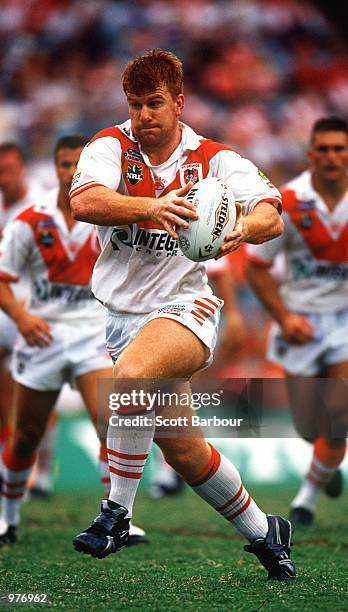 Lance Thompson of the St George Illawarra Dragons in action during the NRL round 2 match between the St George Illawarra Dragons and the Wests Tigers...