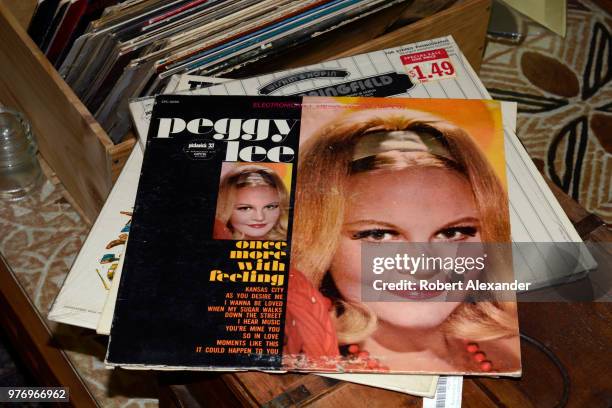 Copy of singer Peggy Lee's 1967 album, 'Once More with Feeling', for sale in an antique shop.