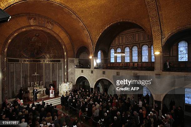 Pope Benedict XVI speaks during his visit to Rome's Lutheran church on March 14, 2010. The Vatican fought attempts to link Pope Benedict XVI to child...
