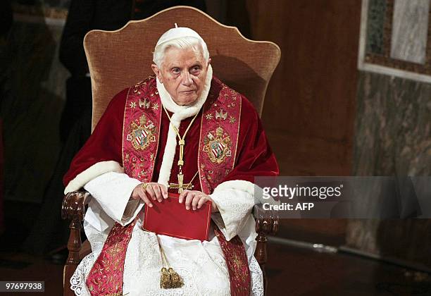 Pope Benedict XVI visits Rome's Lutheran church on March 14, 2010. The Vatican fought attempts to link Pope Benedict XVI to child sex abuse in a...