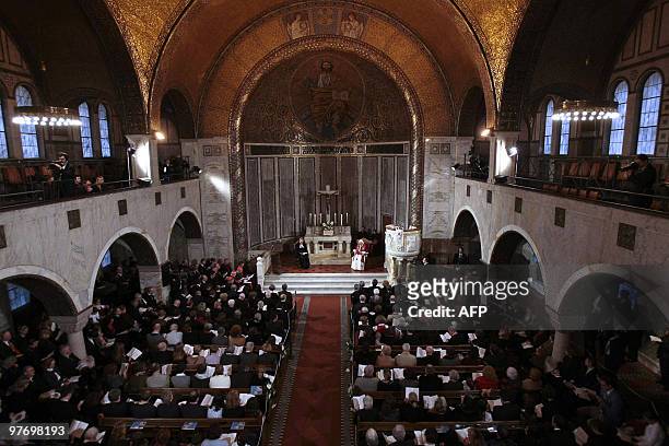 Pope Benedict XVI during his visit at Rome's Lutheran church, on March 14, 2010. The Vatican fought attempts to link Pope Benedict XVI to child sex...