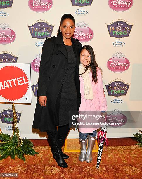 Audra McDonald and her daughter Zoe Donovan attend Princess Tiana's official induction into the Disney Princess Royal Court and "The Princess and the...