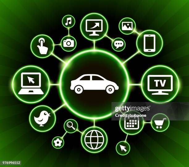 car internet communication technology dark buttons background - car navigation screen stock illustrations