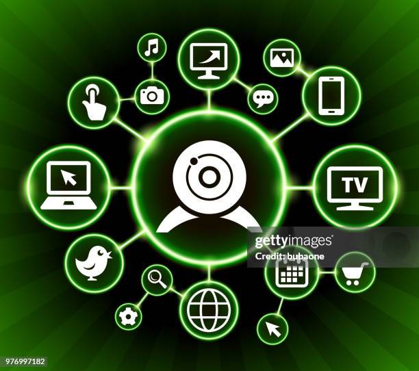 webcam internet communication technology dark buttons background - talking to camera background stock illustrations