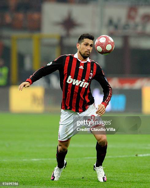 Marco Borriello of AC Milan during the Serie A match between AC Milan and AC Chievo Verona at Stadio Giuseppe Meazza on March 14, 2010 in Milan,...