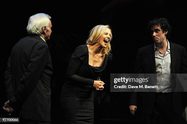 John Boorman, Kim Cattrall and Stephen Mangan attend the Almeida 2010 Fundraising Gala, at the Almeida Theatre on March 14, 2010 in London, England.
