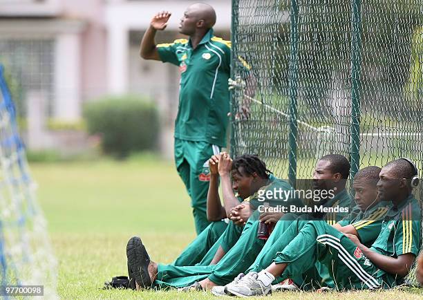 Bafana Bafana's attend the South African national soccer team training session at the Granja Comary on March 14, 2010 in Tersopolis, Rio de Janeiro....