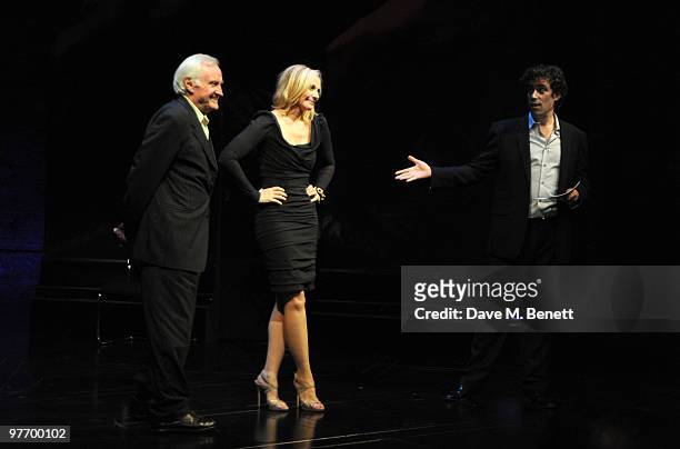 John Boorman, Kim Cattrall and Stephen Mangan attend the Almeida 2010 Fundraising Gala, at the Almeida Theatre on March 14, 2010 in London, England.