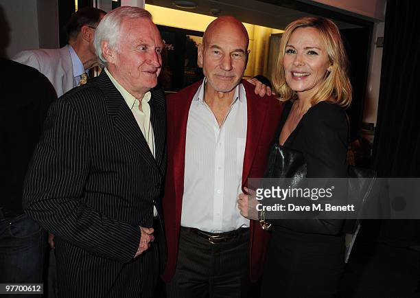 John Boorman, Patrick Stewart and Kim Cattrall attend the Almeida 2010 Fundraising Gala, at the Almeida Theatre on March 14, 2010 in London, England.